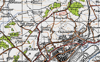 Old map of Merthyr Dyfan in 1947