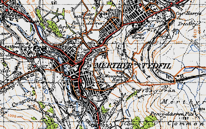 Old map of Merthyr Tydfil in 1947