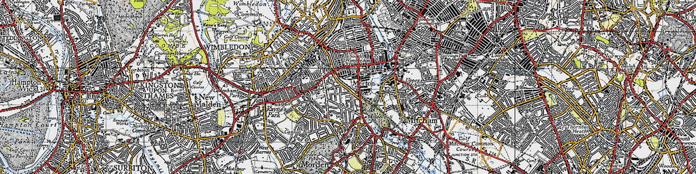 Old map of Merton in 1945