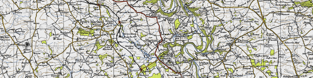 Old map of Merton Mill in 1946