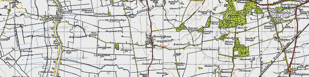 Old map of Messingham in 1947