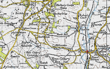 Old map of Metcombe in 1946