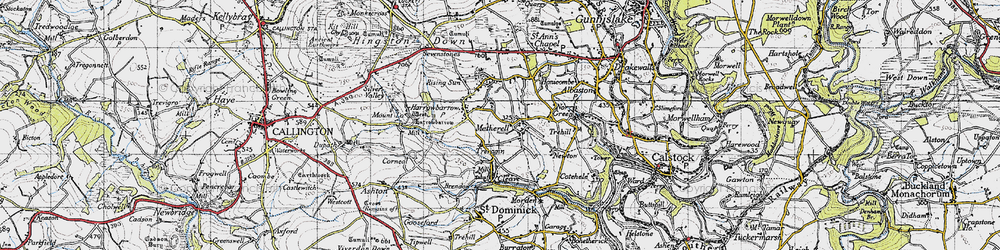 Old map of Metherell in 1946