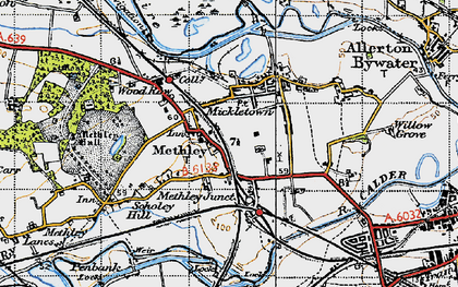 Old map of Methley in 1947