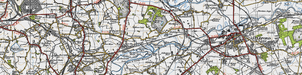 Old map of Methley Lanes in 1947