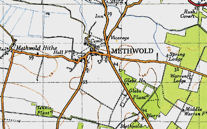 Old map of Methwold in 1946