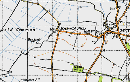 Old map of Methwold Hythe in 1946