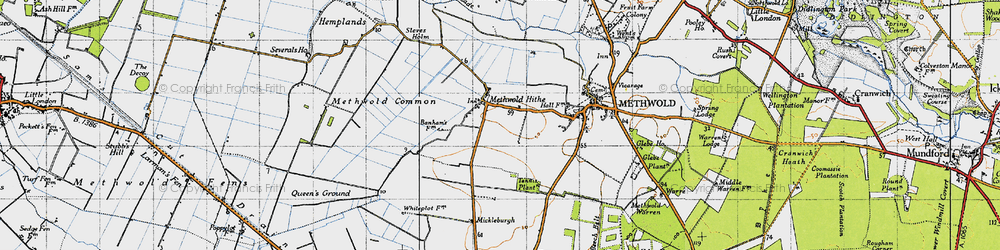 Old map of Methwold Hythe in 1946