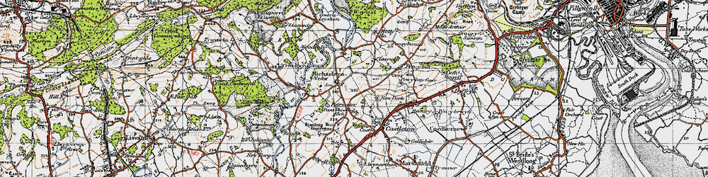 Old map of Michaelston-y-Fedw in 1947