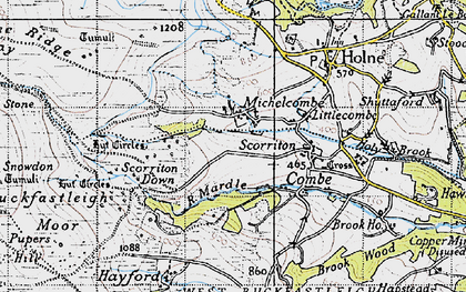 Old map of Buckfastleigh Moor in 1946