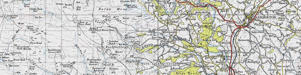 Old map of Buckfastleigh Moor in 1946