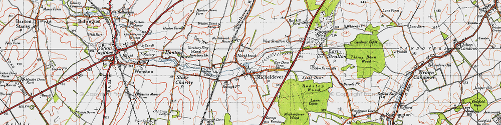 Old map of Micheldever in 1945