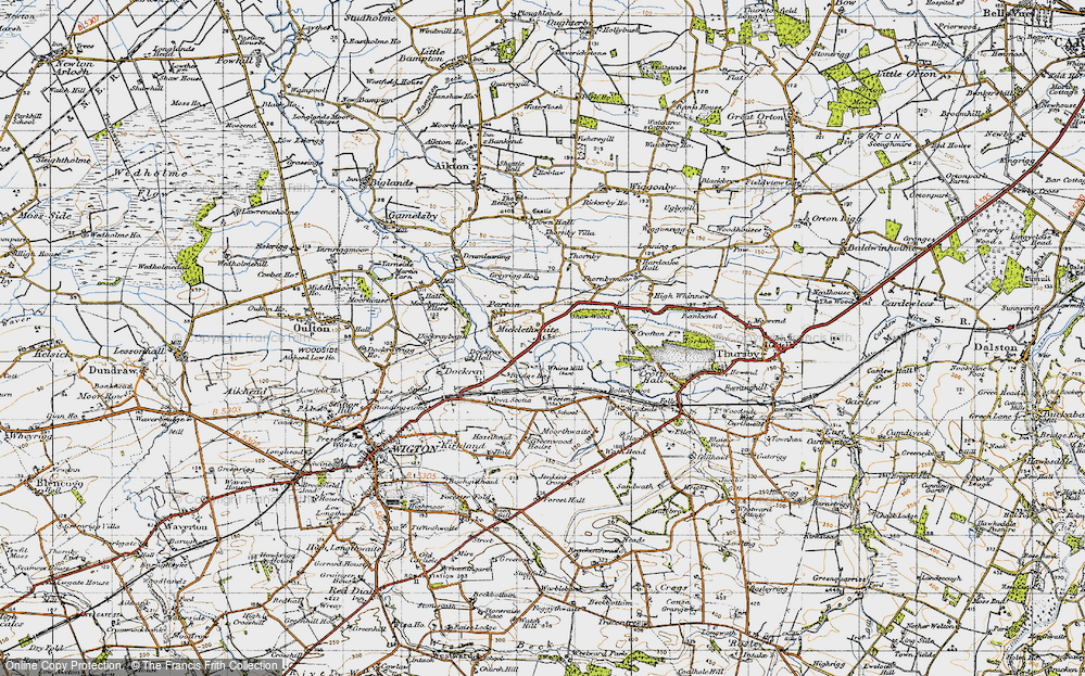 Old Map of Historic Map covering Whinnow Beck in 1947