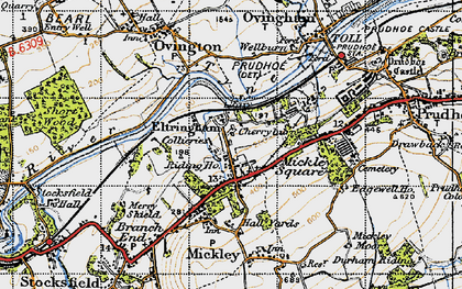 Old map of Mickley Square in 1947
