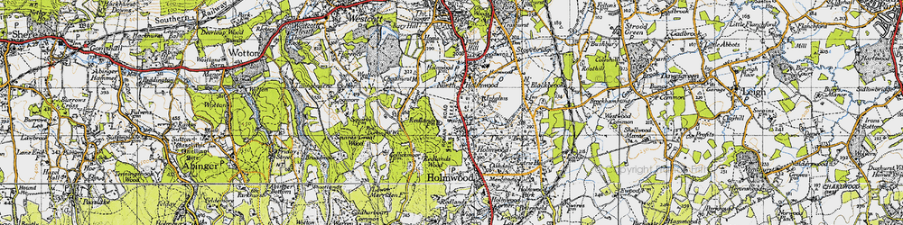 Old map of Abinger Forest in 1940