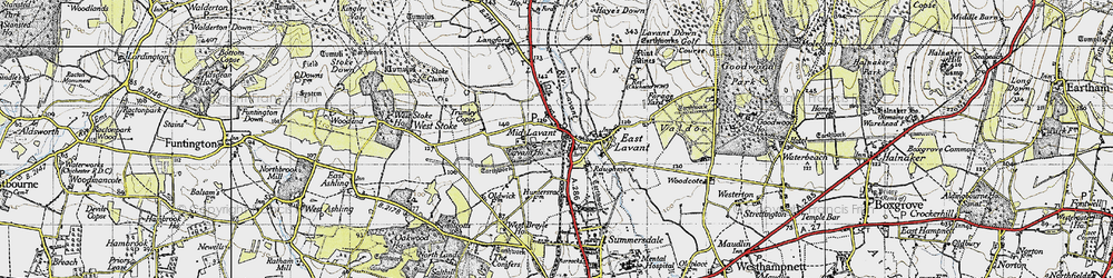 Old map of Mid Lavant in 1945