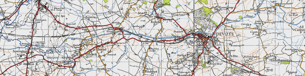 Old map of Mid Wilts Way in 1940
