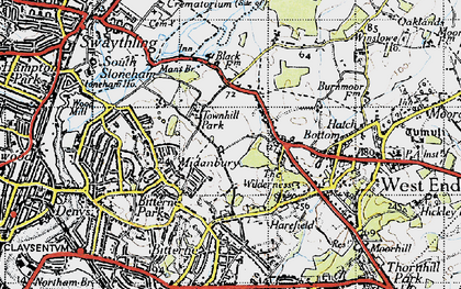 Old map of Midanbury in 1945