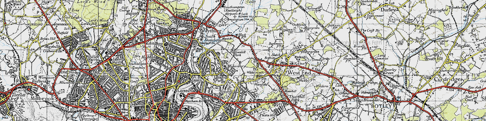 Old map of Midanbury in 1945