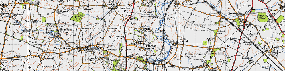 Old map of Middle Aston in 1946