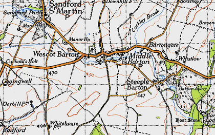 Old map of Middle Barton in 1946