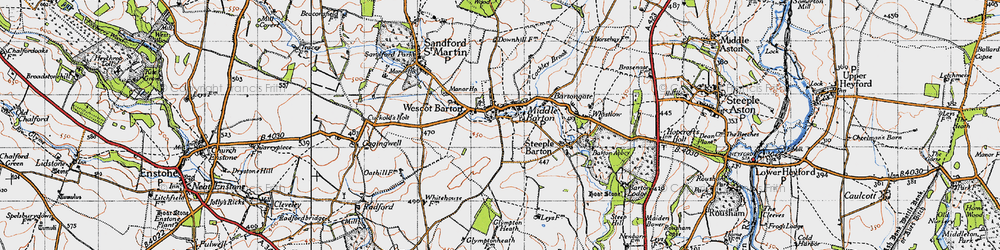 Old map of Middle Barton in 1946