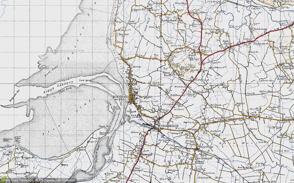Old Map of Historic Map covering Applewithy Rhyne in 1946