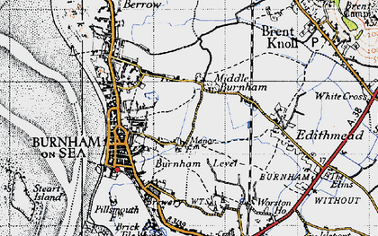 Old map of Burnham Level in 1946