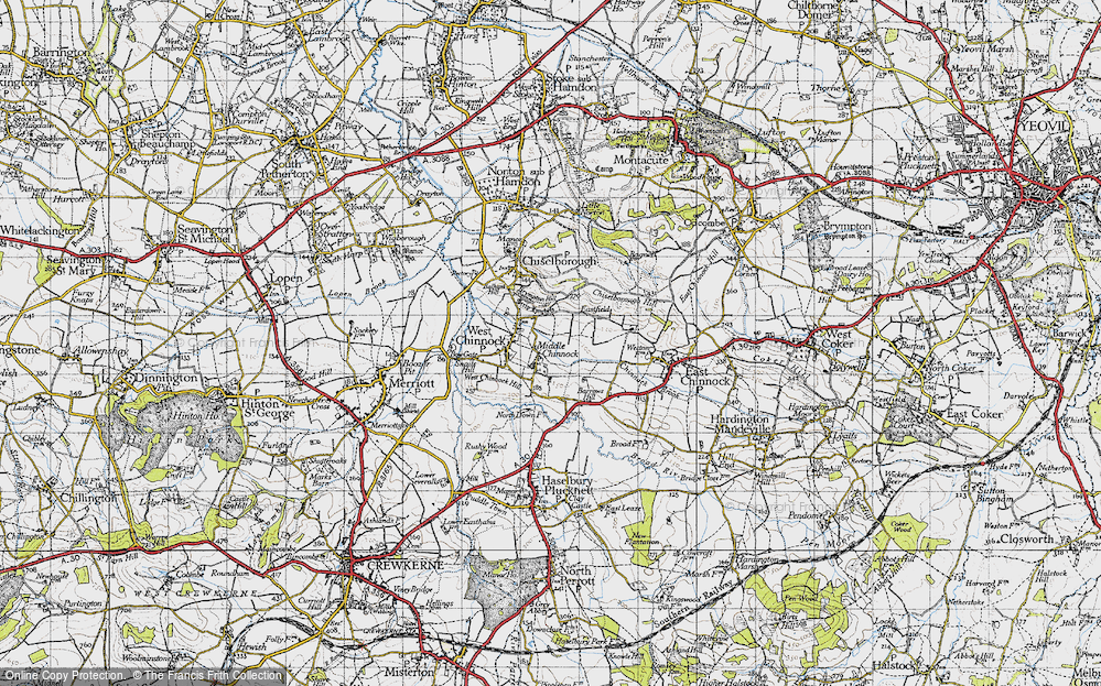 Old Map of Historic Map covering Brympton Hill in 1945