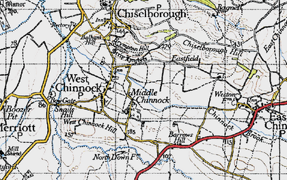 Old map of Middle Chinnock in 1945