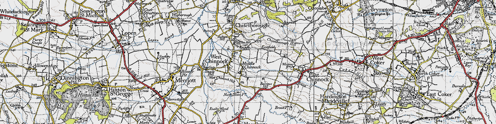 Old map of Brympton Hill in 1945