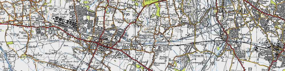 Old map of Middle Green in 1945