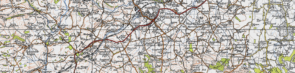 Old map of Middle Green in 1946