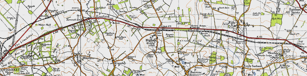 Old map of Middle Green in 1946