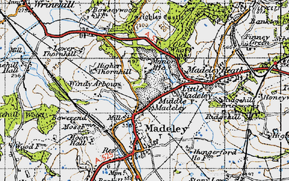 Old map of Middle Madeley in 1946