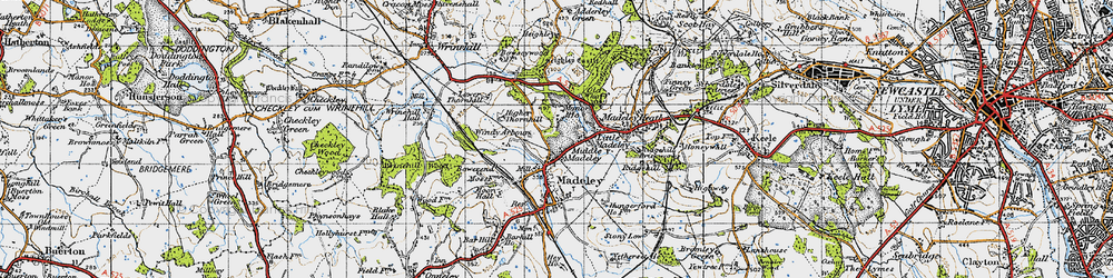 Old map of Middle Madeley in 1946