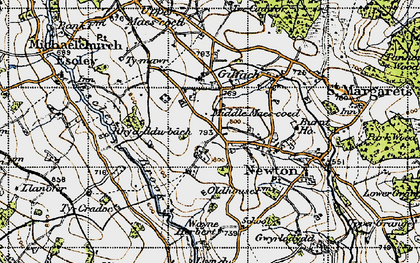 Old map of Middle Maes-coed in 1947