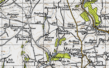 Old map of Middle Marwood in 1946