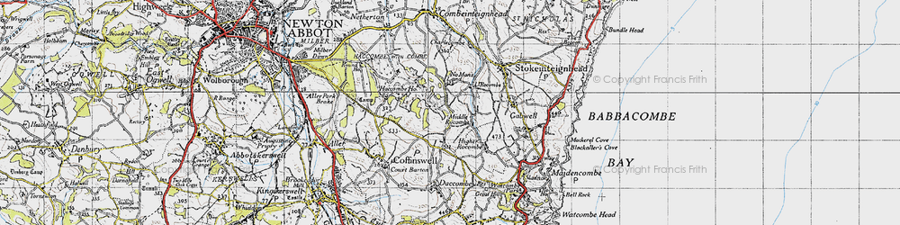 Old map of Middle Rocombe in 1946