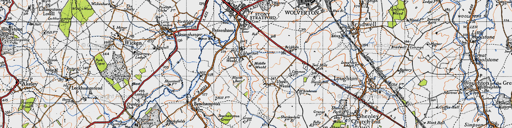 Old map of Middle Weald in 1946