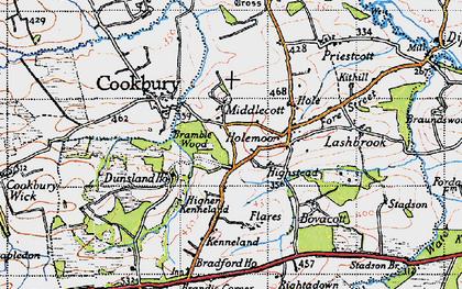 Old map of Middlecott in 1946