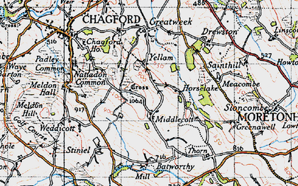 Old map of Middlecott in 1946