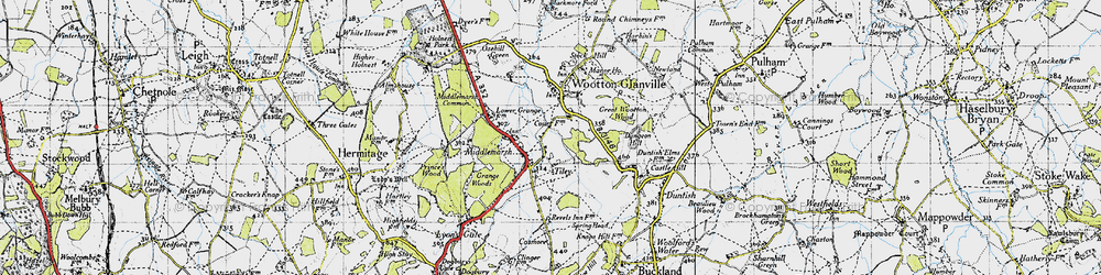 Old map of Middlemarsh in 1945