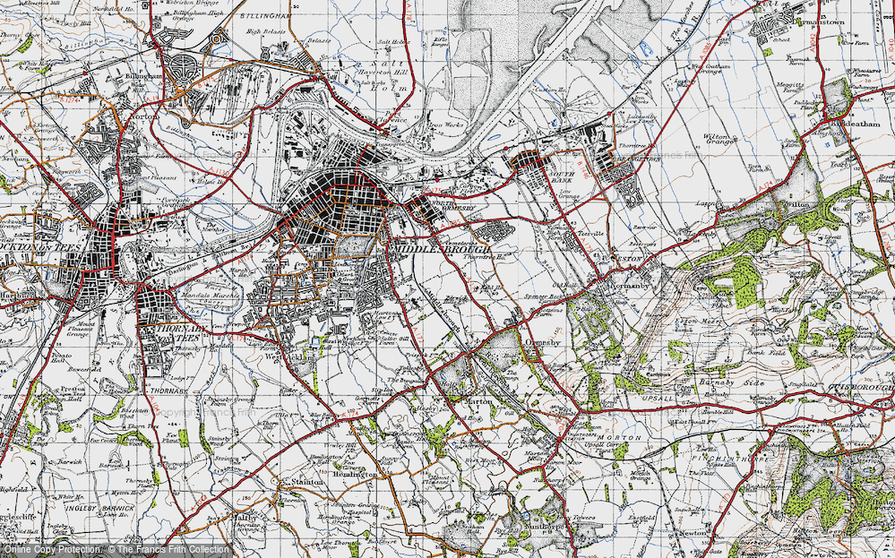 OLD ORDNANCE SURVEY MAP NORTH ORMESBY 1913 MARKET PLACE CARGO FLEET 