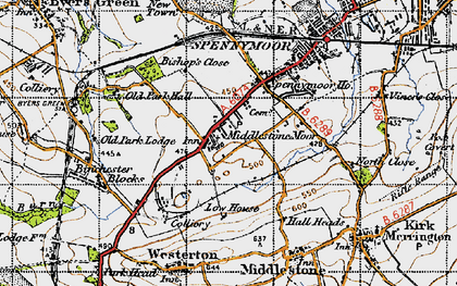 Old map of Middlestone Moor in 1947