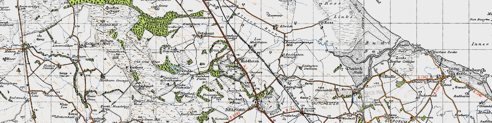 Old map of Middleton in 1947