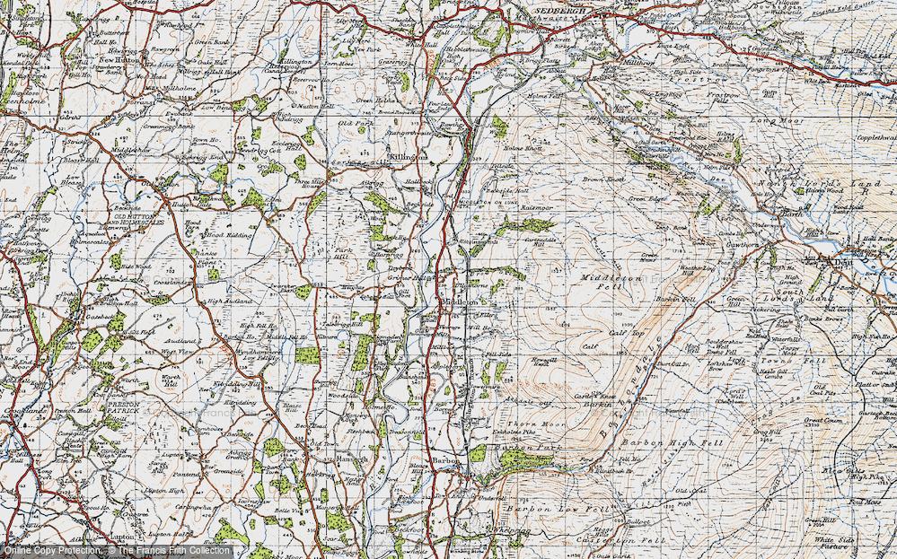 Old Map of Historic Map covering Brow Gill in 1947