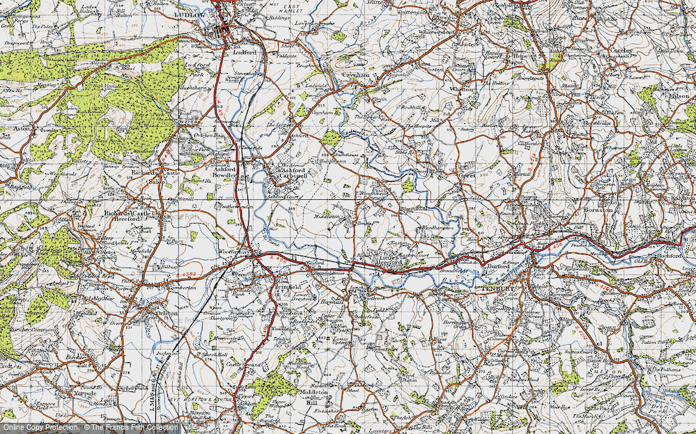 Old Map of Historic Map covering Bleathwood Common in 1947