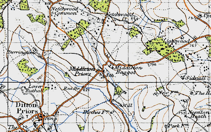 Old map of Middleton Baggot in 1947