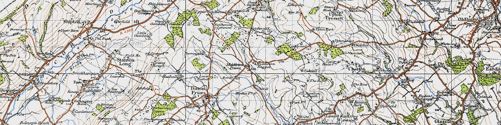 Old map of Middleton Baggot in 1947